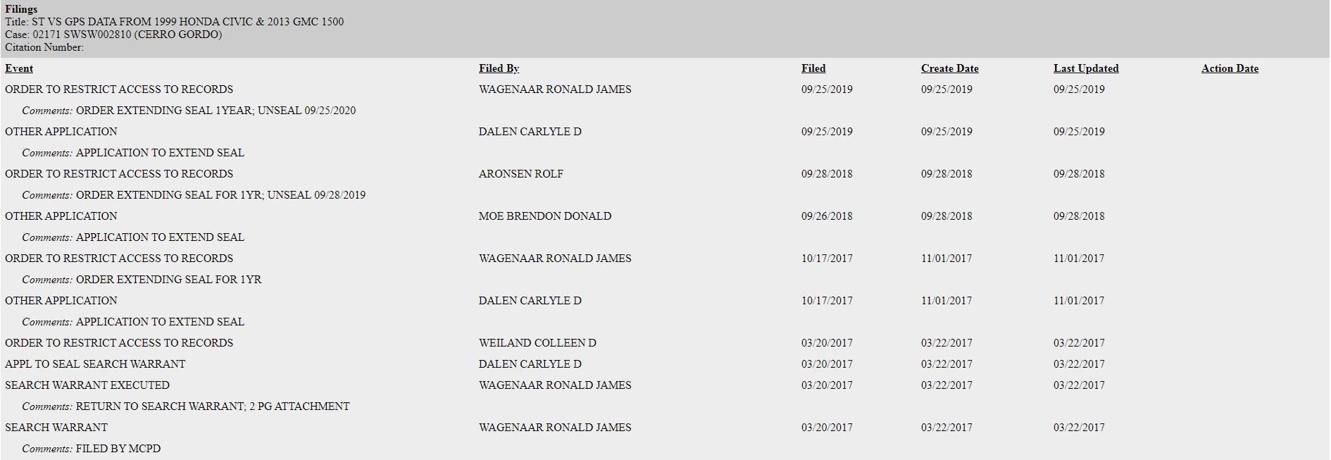 Vansice GPS search warrant data